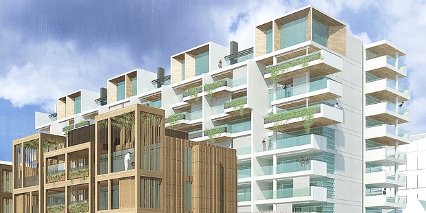 An artist's impression of Wynyard Quarter's apartments and townhouses which are yet to be built.