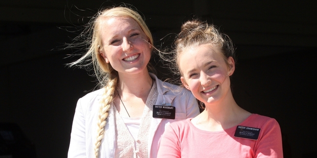 LIGHT AND LOVE: Missionaries Sister Woodbury (left), from Utah, and Sister Crankshaw, from South Africa, from the Church of Jesus Christ of the Latter Day Saints say they have been well received in Wairarapa.