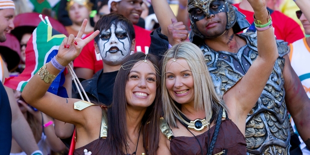 The Wellington Sevens is as well known for the entertainment in the stands as the action on the field. Photo / Mark Mitchell