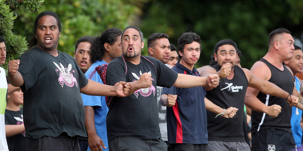 Waka crews perform a Tautoko as Waka crews set off for some last minute training on the Waitangi River as Governor General Sir Jerry Mateparae is welcomed at Te Tii Marae. Photo / Getty Images