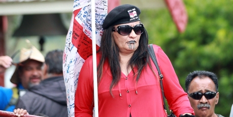 A protester at Te Tii Marae.