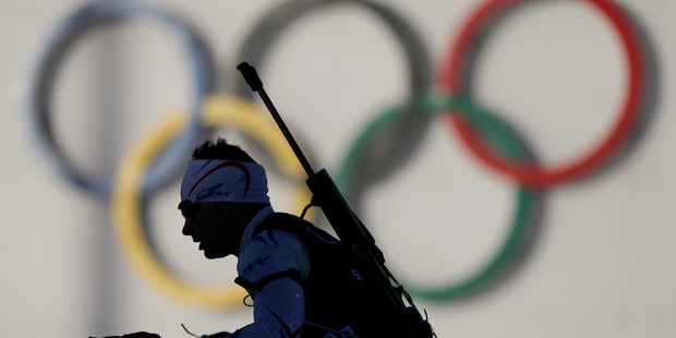 Biathlete Alexis Boeuf of France trains prior to the Games. Athletes and media from around the world have been pouring into Sochi. Photo / AP
