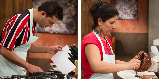 Thiago de Almeida Schalch and Janaina Mendes have become the first duo eliminated from MasterChef.