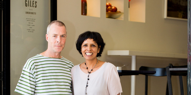 Peter Chichester and Rekha Dayal outside their new Shortland St eatery Giles Luncheonette. Photo / Babiche Martens