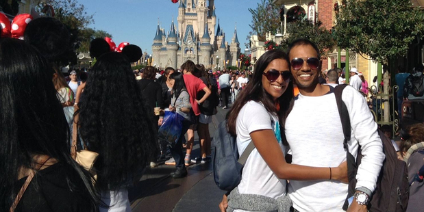 Janak Patel and Nalisha Patel during their travels around the world.