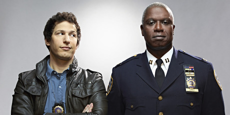 Andy Samberg and Andre Braugher in Brooklyn Nine-Nine.