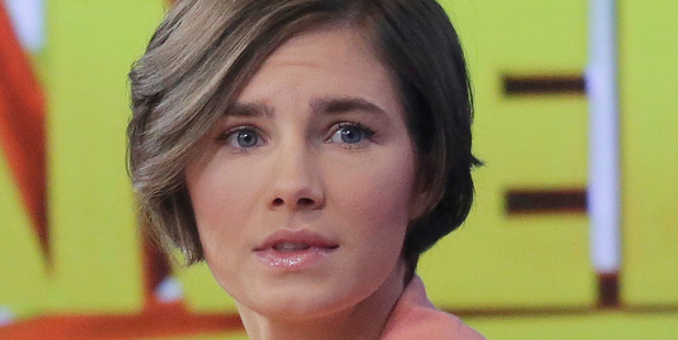 Amanda Knox prepares to leave the set following a television interview. Photo / AP