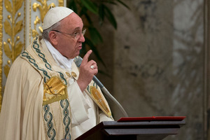 Pope Francis presides over a Vespers ceremony at Rome's St. Paul Basilica. Photo / AP