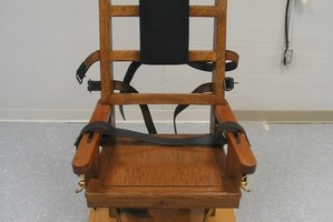 An electric chair which Virginia provides as an alternative to lethal injection. Photo / AP