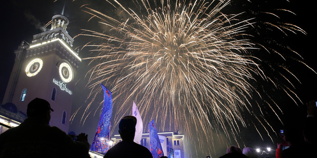 Fireworks explode after the live broadcast of the opening ceremony of the 2014 Winter Olympics. Photo / AP /Jae C. Hong