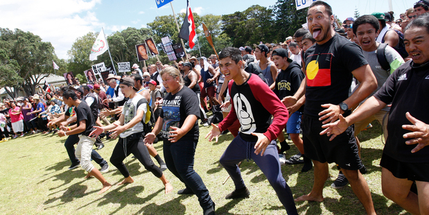 Waitangi celebrations, Waitangi, Northland, Youth Suicide and Domestic Violence Mass Haka at Waitangi. PICTURE/Michael Cunningham