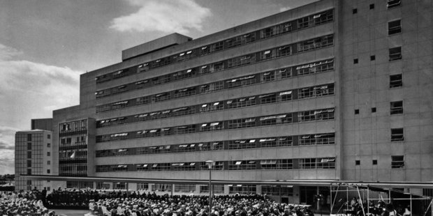 The brand new National Women's Hospital at its opening in 1964. While its final years were mired in scandal, during its golden years it was the setting for world-leading research.