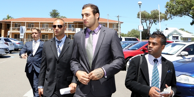 Blake Ferguson leaves the Sydney court after his sentencing. Photo / AAP