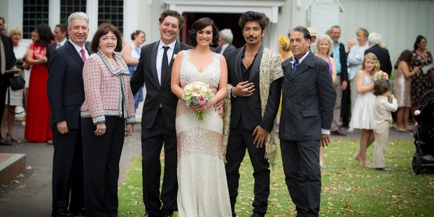 From left, Patrick Jephson, Mary Jo Jacobi-Jephson, Antonios Papaspiropoulos, Victoria Tobin, Colin Mathura-Jeffree and Tony Strong. Photo / Michael Craig