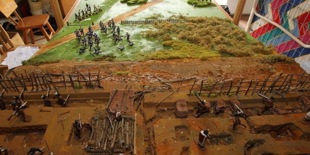 BATTLE VISTA: A south-north perspective of the Battle of Gate Pa, captured in this diorama built by Rob Hicks of Omokoroa.PHOTO/JOHN BORREN