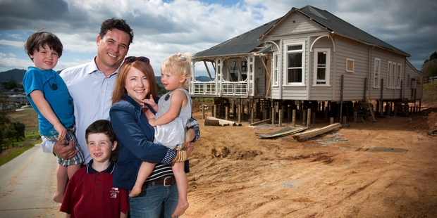 Vanessa Beddoe and Claes Sandstrom with their children Oscar, 7, Jesper, 4, and Millie, 2. Photo / Natalie Slade