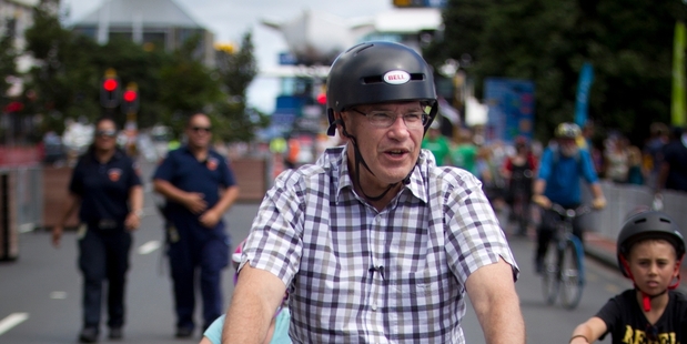 Len Brown at a weekend cycling event. Photo / Sarah Ivey