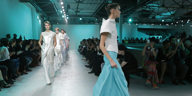 Fashion designer Gareth Pugh's ready-to-wear Spring/Summer 2014 fashion collection presented at Paris Fashion Week. Photo / AP