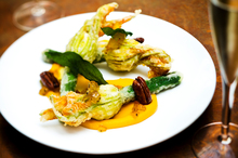 Crisp and delicious stuffed zucchini flowers from DeBretts Kitchen. Photo / Babiche Martens.