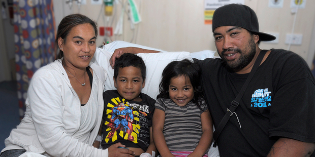 Frankie Royal-Hikatangata, 6, with his sister Swaye Royal-Hikatangata, 4, and his mum Vieanna Royal and dad Daniel Hika.