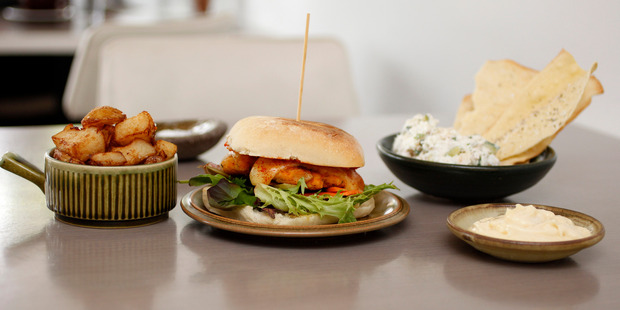 The smoked fish rillette and vege burger at Monterey. Photo / Chris Gorman
