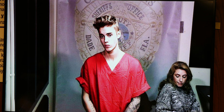 Justin Bieber appears in court via video feed in Miami. Photo / AP
