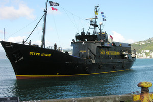 A Sea Shepherd protest ship involved in a recent clash with the Japanese whaling fleet has arrived in Dunedin to refuel.