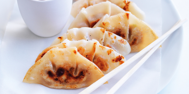 Sesame chicken pot stickers. Photo / Donna Hay Magazine