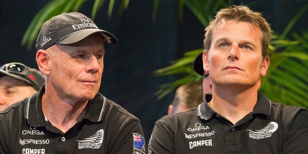 Grant Dalton (left) and Dean Barker admit there were tense discussions during the 2013 regatta. Photo / Greg Bowker