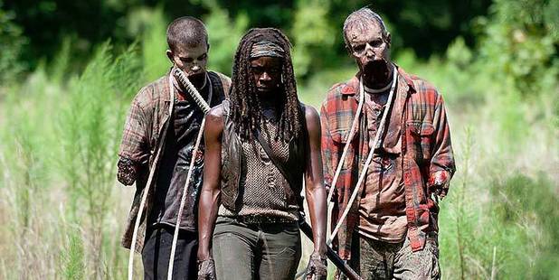 Michonne and some friends in a flashback from The Walking Dead's new episode. Photo/AMC