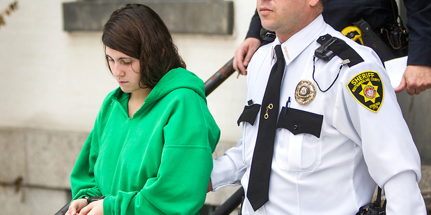 Miranda Barbour is led out of the courthouse. Photo / AP