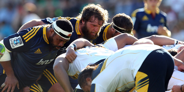 Liam Coltman (centre) has the size, the character and the work ethic to be an All Black. Now he just needs to combine all those qualities consistently. Photo / Getty Images
