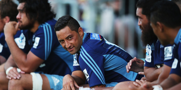 Benji Marshall of the Blues looks on from the bench during the Super Rugby trial match between the Blues and the Chiefs. Photo / Getty Images.