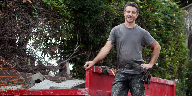 Builder's apprentice Mark Harris switched from unsociable hours as a chef. He sees a better future with a hammer and nails. Photo / Doug Sherring