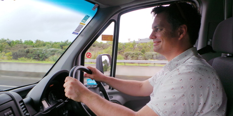 The author at the wheel. Photo / Louise Taylor