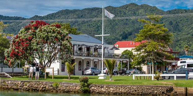 The view to Wharf Street, Coromandel Town. Photo / Destination Coromandel