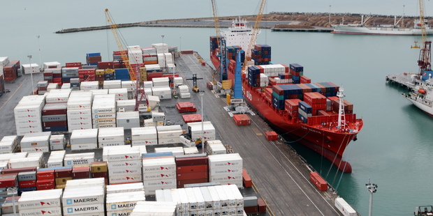A Large container ship in the Port of Napier. Photo / Paul Taylor