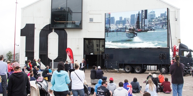 Shed 10 provided a waterfront venue for America's Cup screenings. Photo / Greg Bowker