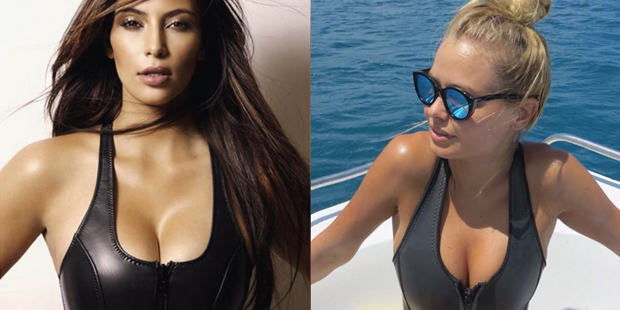 Kim Kardashian wears Lisa Marie Fernandez Spring/Summer 2012, Lara Bingle wears Cotton On July 2013. Photo / Lisa Marie Fernandez