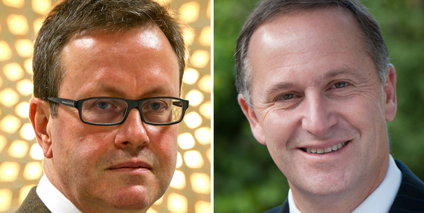 Head of the GCSB spy agency, Ian Fletcher, and Prime Minister John Key. Photo / Hagen Hopkins/Simon Hoyle