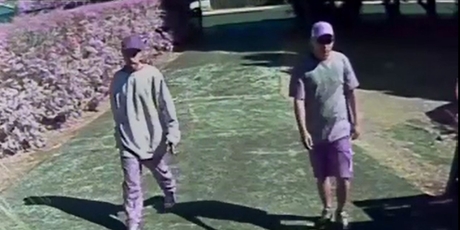 Do you know these two burglars caught on CCTV on Monday at the Ashley home in Weymouth? Photo / Dean Purcell