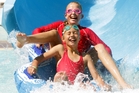 Maddy Laugesen (front) and Ella Jonasen, from Elsthorpe School, cool off on one of the Splash Planet rides. Photo/Paul Taylor Maddy Laugesen (front) and Ella Jonasen, from Elsthorpe School, cool off on one of the Splash Planet rides. Photo/Paul Taylor