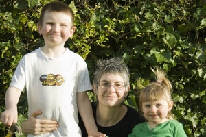 Bradley and Ellen Livingstone with their mother, Katharine Webb.