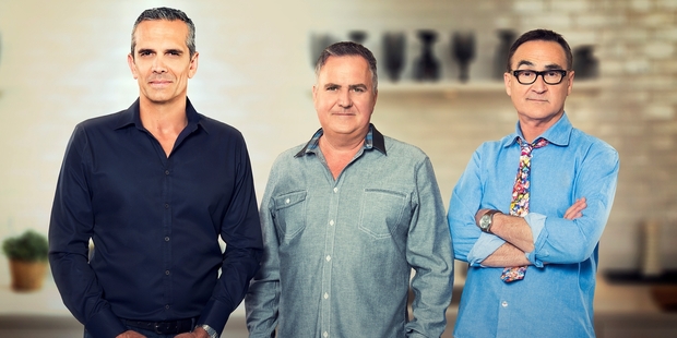 Masterchef judges Josh Emett, Simon Gault and Ray McVinnie.