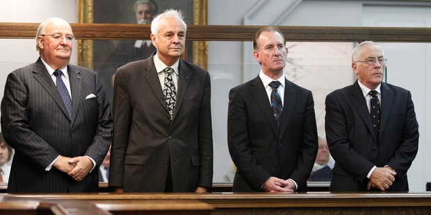 Former Lombard directors Lawrence Bryant (left), William Jeffries, Michael Reeves and Sir Douglas Graham. Photo / Mark Mitchell