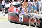 Nine-year-old Jack Halpin of Taradale shows his delight after taking out the Open Final event of the Art Deco Soap Box Derby. Photo/Duncan Brown Nine-year-old Jack Halpin of Taradale shows his delight after taking out the Open Final event of the Art Deco Soap Box Derby. Photo/Duncan Brown