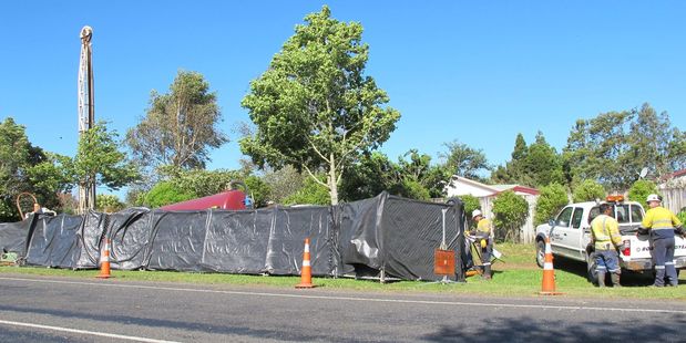 A geo-tech drill rig at the site in Walmsley Rd, Waihi