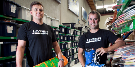 Richard Bush (left) and Simon Furness have embraced online selling for their Hyperdrive business to survive in an increasingly competitive market. Photo / Natalie Slade