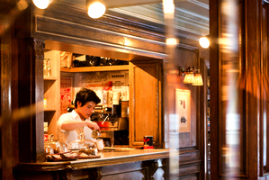 The coffee bar at The Marlton Hotel in Greenwich Village. Photo / Babiche Martens