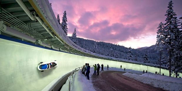 The bobsleigh run at the Whistler Sliding Centre in Canada. Photo / David McColm
